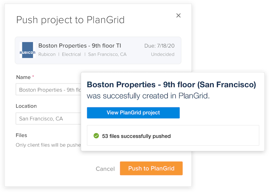 BuildingConnected + PlanGrid Integration